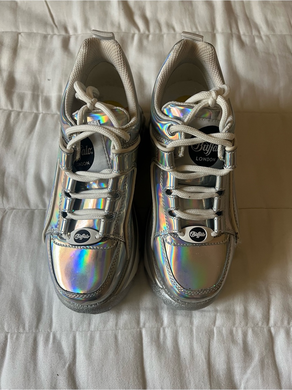 Buffalo David Bitton Holographic Silver Sneakers